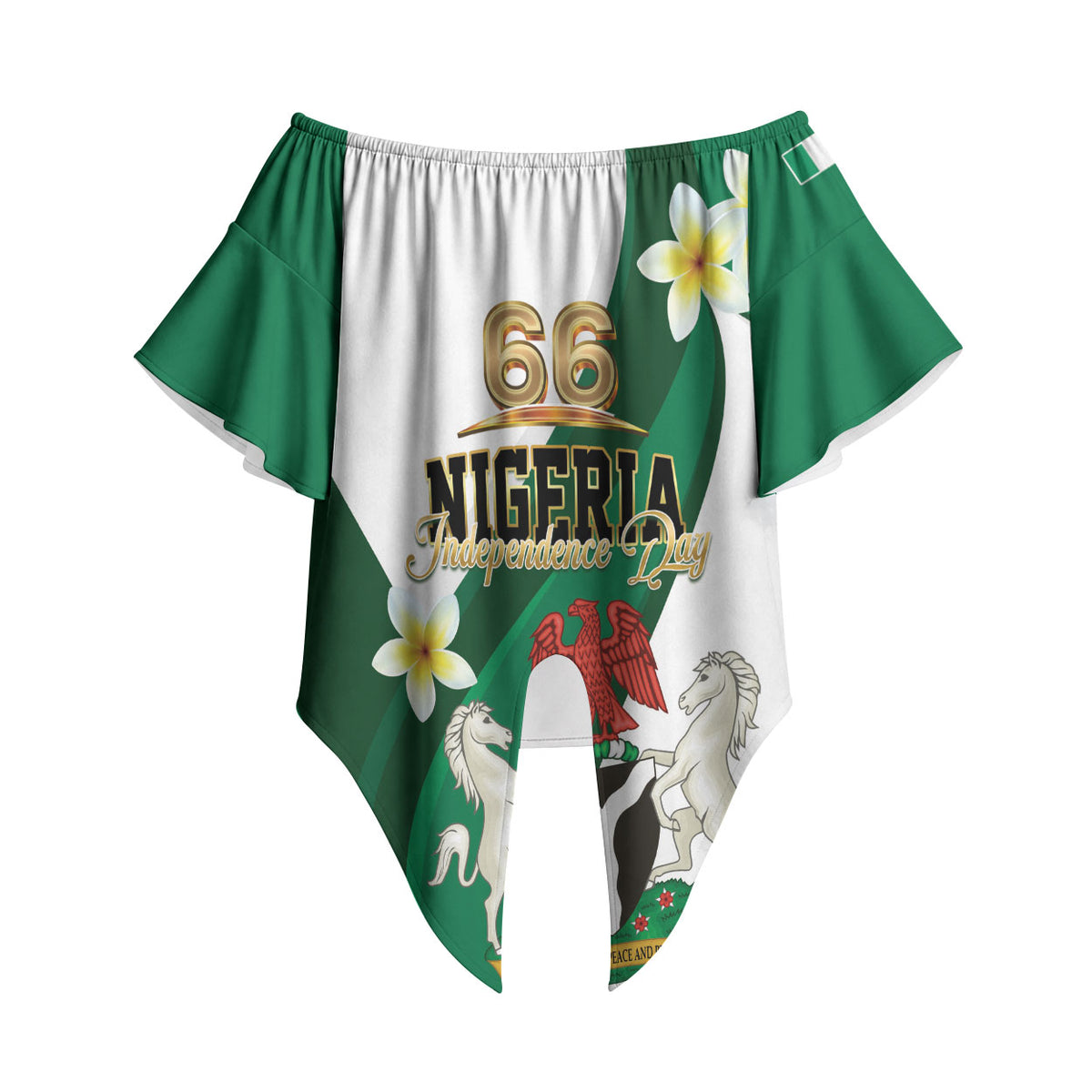 Personalised Nigeria Independence Day Off Shoulder Wrap Waist Top Proud Nigerian