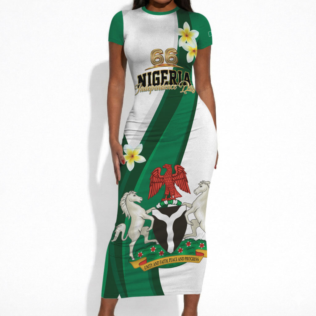 Personalised Nigeria Independence Day Short Sleeve Bodycon Dress Proud Nigerian