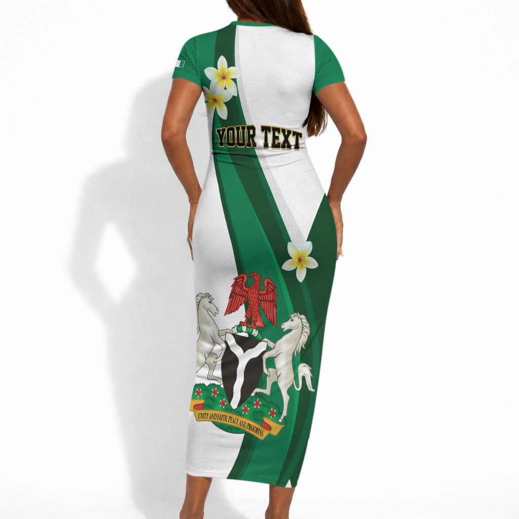 Personalised Nigeria Independence Day Short Sleeve Bodycon Dress Proud Nigerian
