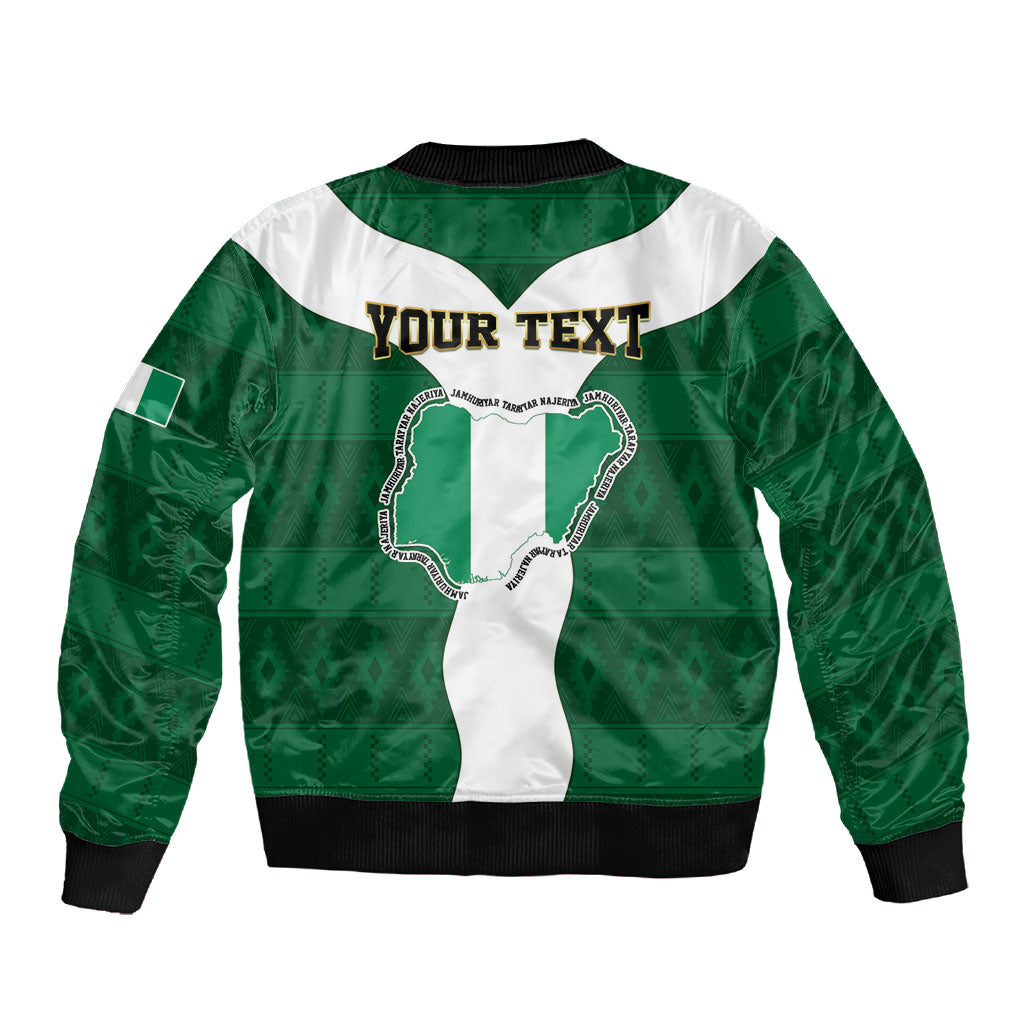 Personalised Nigeria Sleeve Zip Bomber Jacket Naija In My Heart