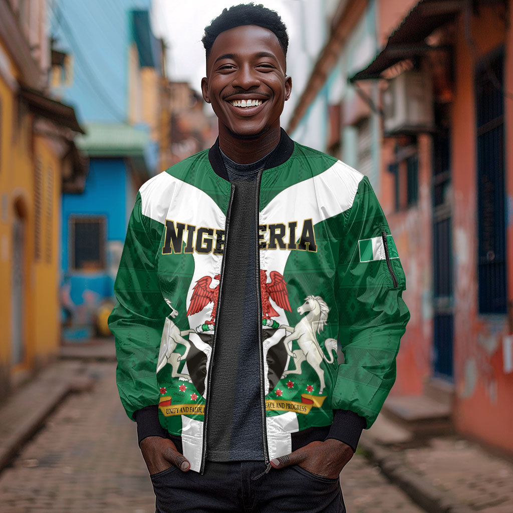 Personalised Nigeria Sleeve Zip Bomber Jacket Naija In My Heart