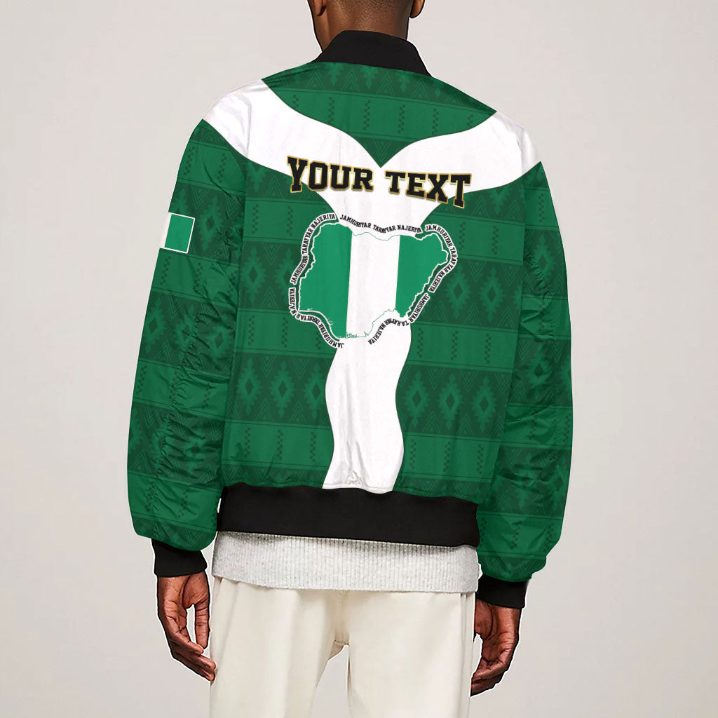 Personalised Nigeria Sleeve Zip Bomber Jacket Naija In My Heart