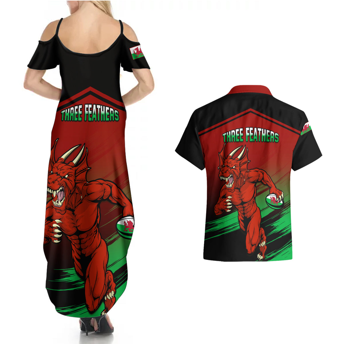Wales Rugby Couples Matching Summer Maxi Dress and Hawaiian Shirt Cymru Come On 2023 World Cup - Wonder Print Shop