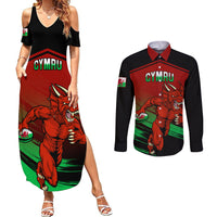 Wales Rugby Couples Matching Summer Maxi Dress and Long Sleeve Button Shirts Cymru Come On 2023 World Cup - Wonder Print Shop