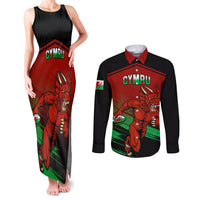 Wales Rugby Couples Matching Tank Maxi Dress and Long Sleeve Button Shirts Cymru Come On 2023 World Cup - Wonder Print Shop