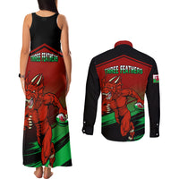 Wales Rugby Couples Matching Tank Maxi Dress and Long Sleeve Button Shirts Cymru Come On 2023 World Cup - Wonder Print Shop