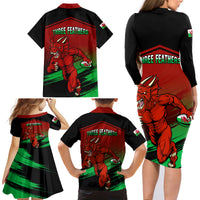 Wales Rugby Family Matching Long Sleeve Bodycon Dress and Hawaiian Shirt Cymru Come On 2023 World Cup - Wonder Print Shop
