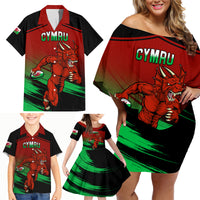 Wales Rugby Family Matching Off Shoulder Short Dress and Hawaiian Shirt Cymru Come On 2023 World Cup - Wonder Print Shop