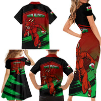 Wales Rugby Family Matching Short Sleeve Bodycon Dress and Hawaiian Shirt Cymru Come On 2023 World Cup - Wonder Print Shop
