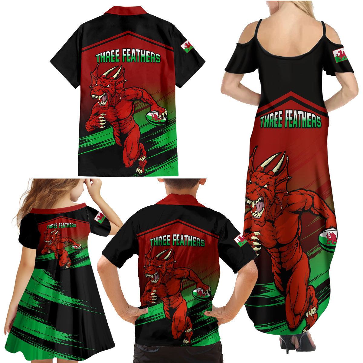 Wales Rugby Family Matching Summer Maxi Dress and Hawaiian Shirt Cymru Come On 2023 World Cup - Wonder Print Shop