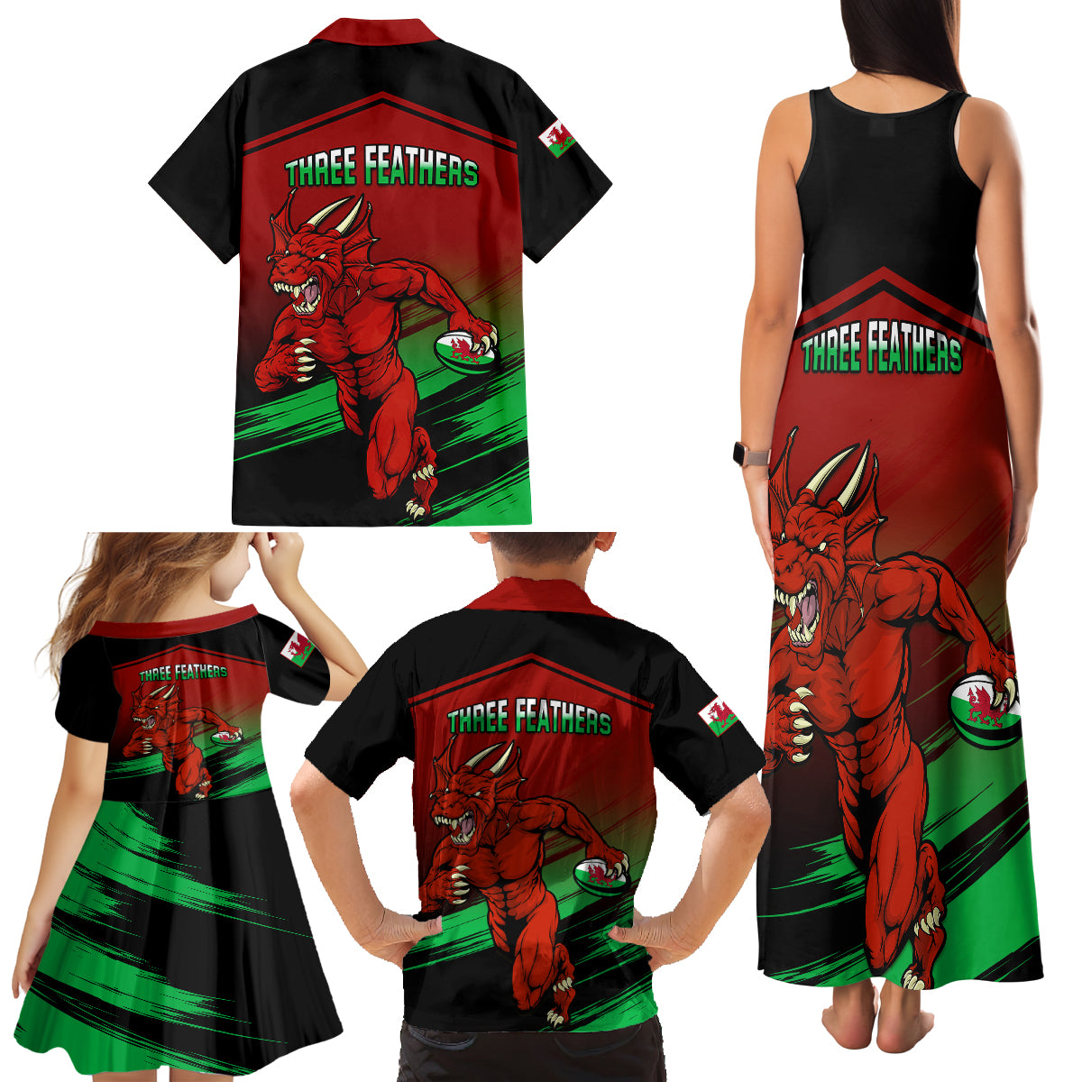 Wales Rugby Family Matching Tank Maxi Dress and Hawaiian Shirt Cymru Come On 2023 World Cup - Wonder Print Shop