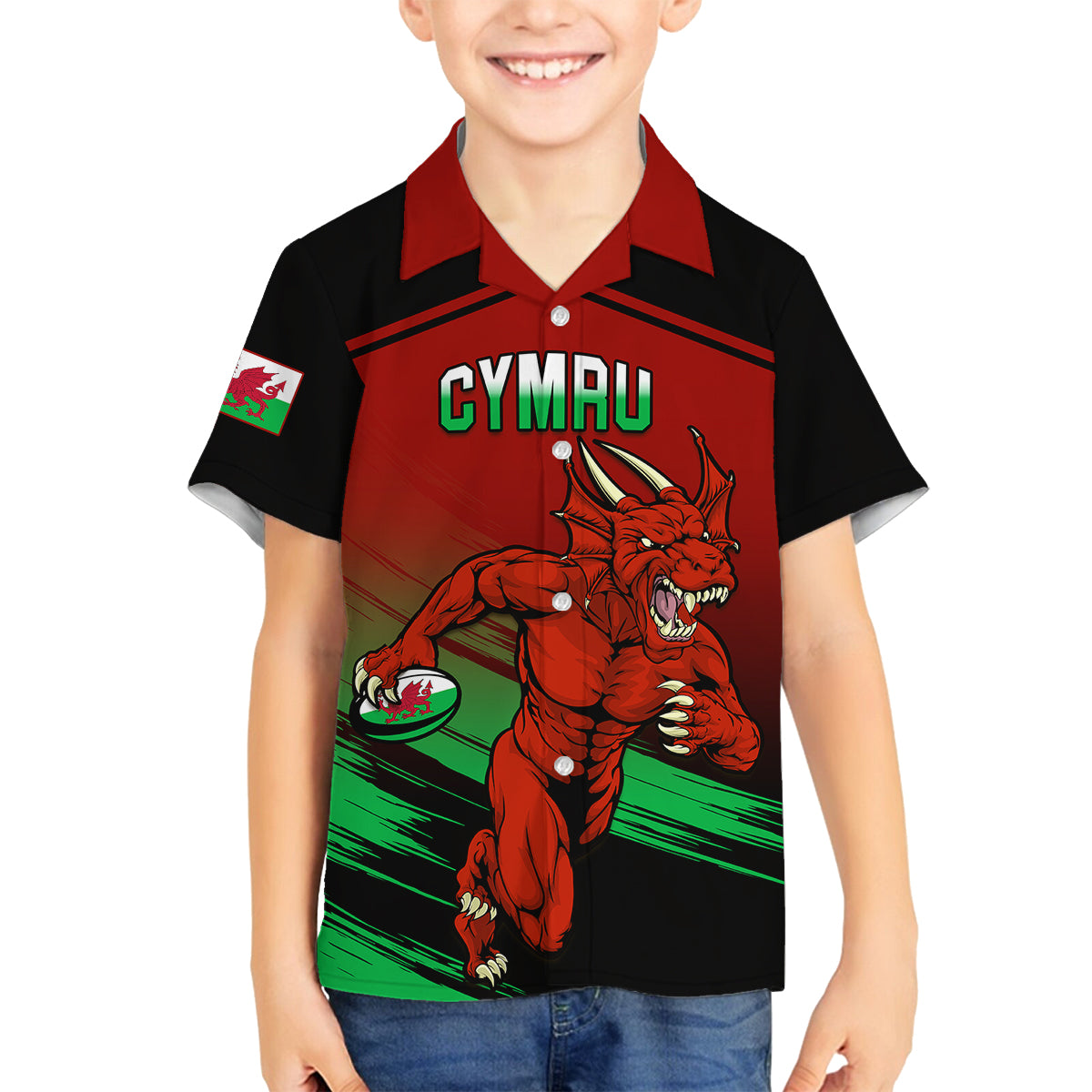 Wales Rugby Kid Hawaiian Shirt Cymru Come On 2023 World Cup - Wonder Print Shop