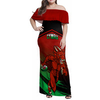 Custom Wales Rugby Family Matching Off Shoulder Maxi Dress and Hawaiian Shirt Cymru Come On 2023 World Cup - Wonder Print Shop