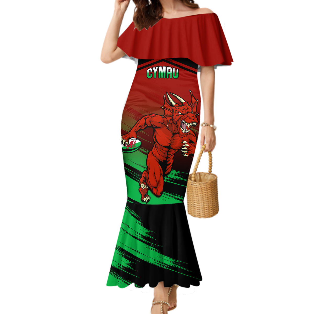 Custom Wales Rugby Mermaid Dress Cymru Come On 2023 World Cup - Wonder Print Shop