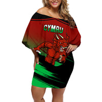 Custom Wales Rugby Off Shoulder Short Dress Cymru Come On 2023 World Cup - Wonder Print Shop
