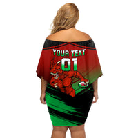 Custom Wales Rugby Off Shoulder Short Dress Cymru Come On 2023 World Cup - Wonder Print Shop