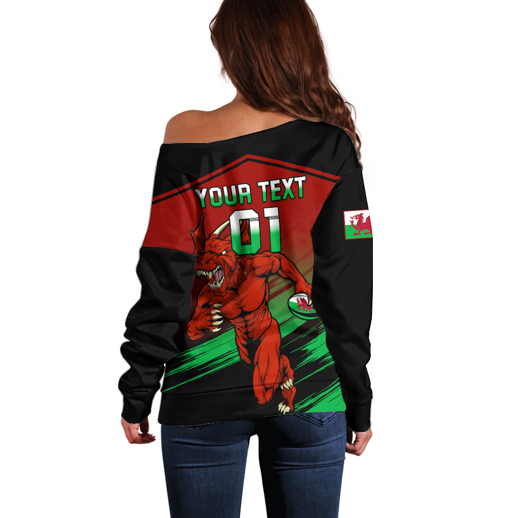 Custom Wales Rugby Off Shoulder Sweater Cymru Come On 2023 World Cup - Wonder Print Shop