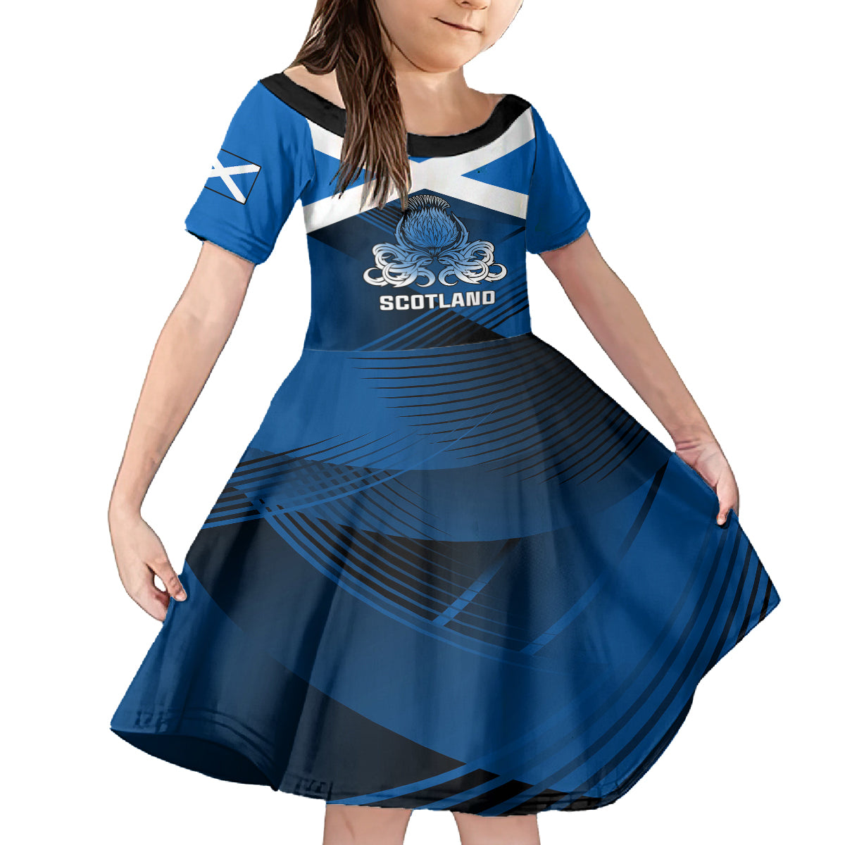 Scotland Rugby Family Matching Short Sleeve Bodycon Dress and Hawaiian Shirt Thistle Go 2023 World Cup - Wonder Print Shop