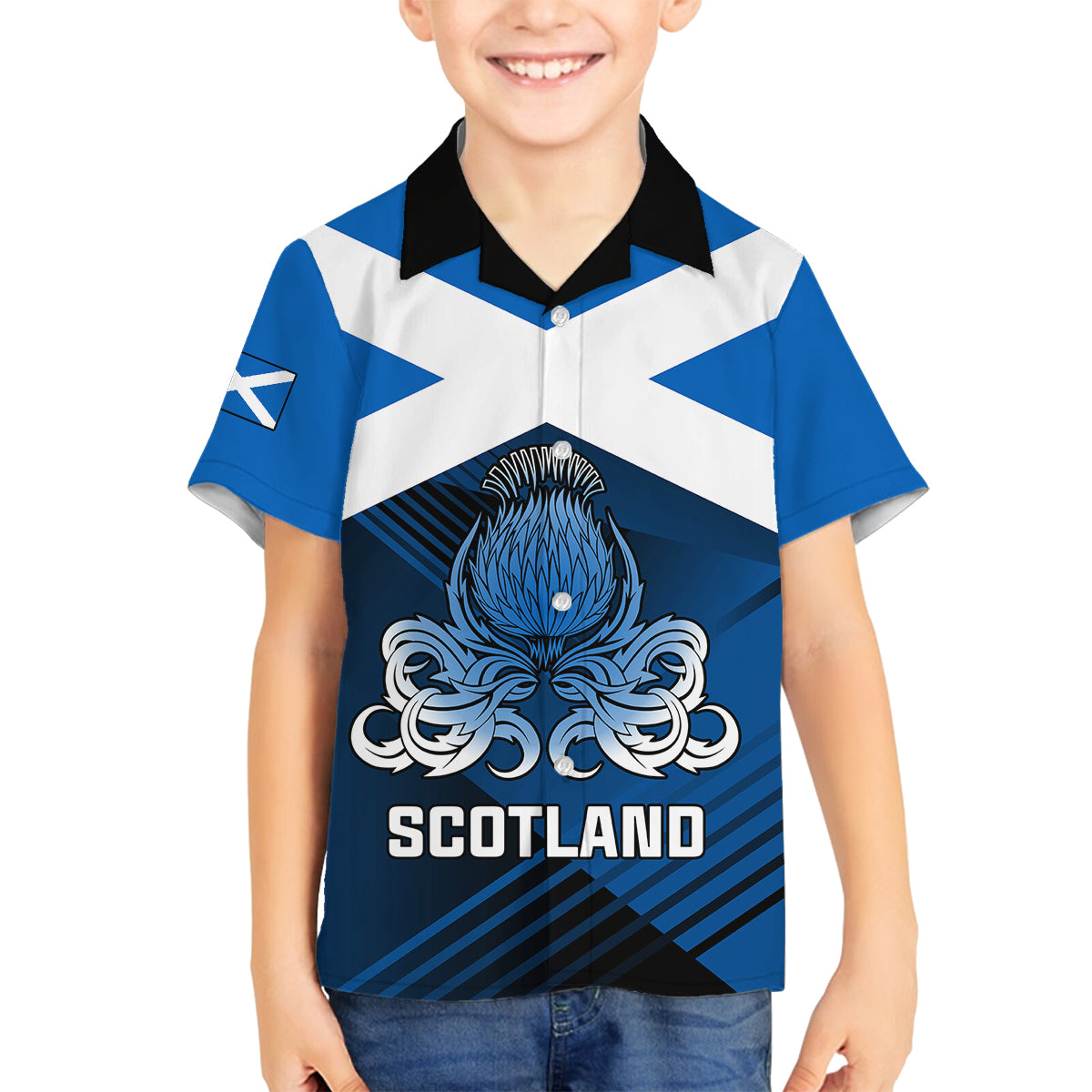 Custom Scotland Rugby Family Matching Off Shoulder Maxi Dress and Hawaiian Shirt Thistle Go 2023 World Cup - Wonder Print Shop