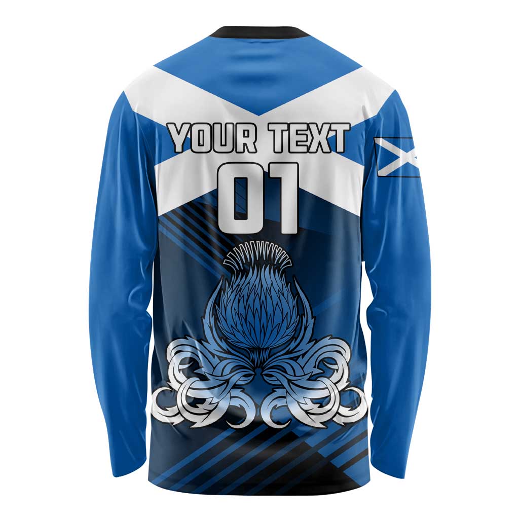 Custom Scotland Rugby Long Sleeve Shirt Thistle Go 2023 World Cup LT01