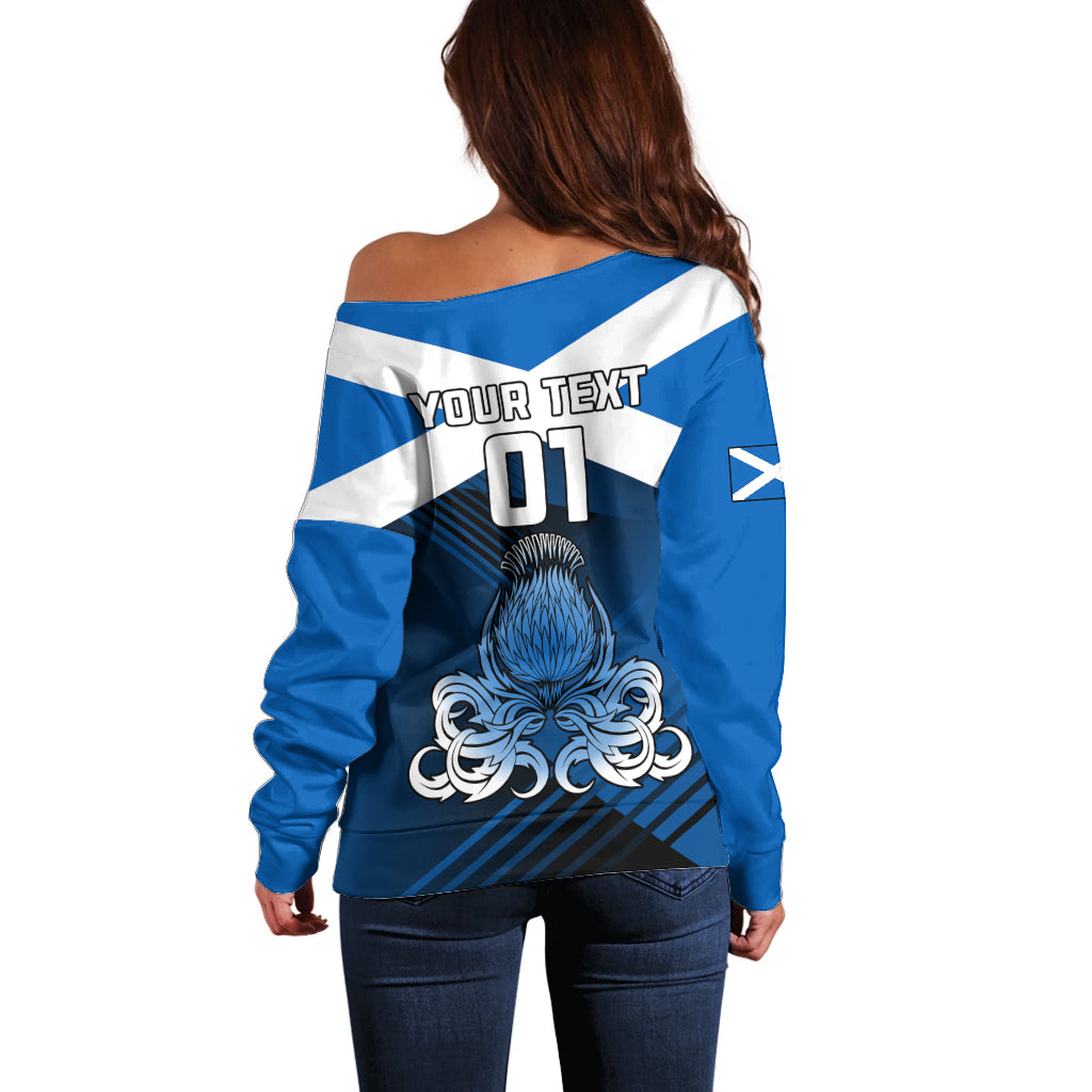 Custom Scotland Rugby Off Shoulder Sweater Thistle Go 2023 World Cup - Wonder Print Shop