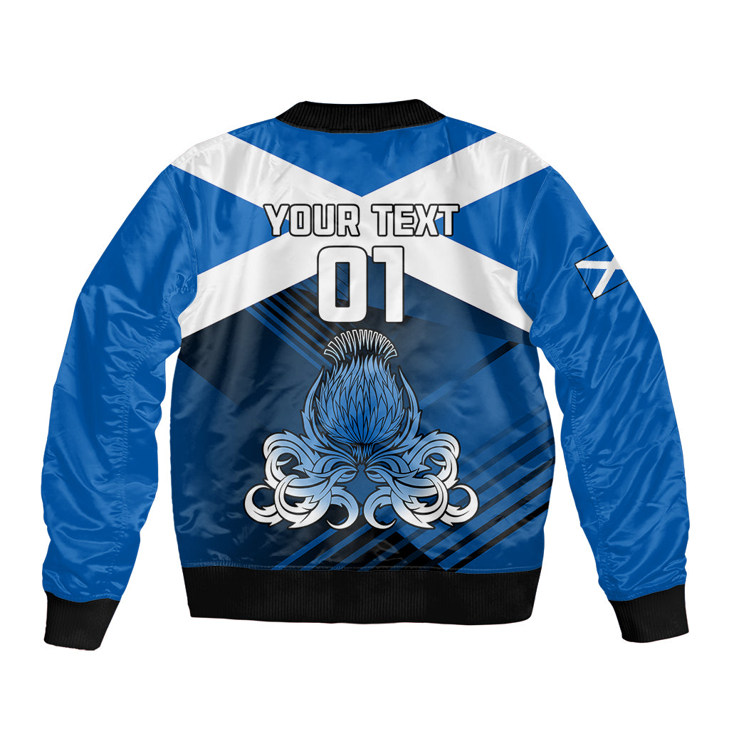 Custom Scotland Rugby Sleeve Zip Bomber Jacket Thistle Go 2023 World Cup - Wonder Print Shop
