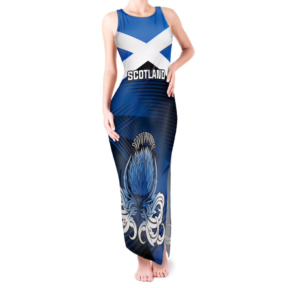 Custom Scotland Rugby Tank Maxi Dress Thistle Go 2023 World Cup - Wonder Print Shop