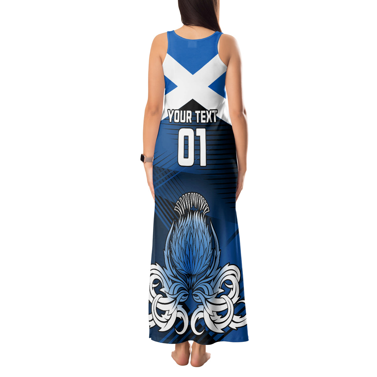 Custom Scotland Rugby Tank Maxi Dress Thistle Go 2023 World Cup - Wonder Print Shop