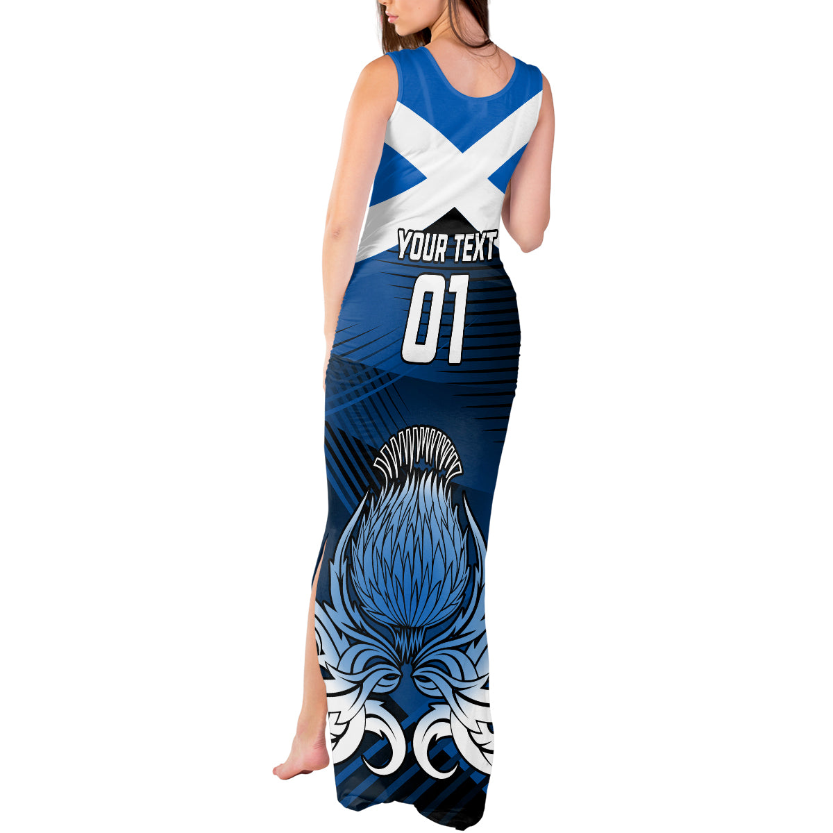 Custom Scotland Rugby Tank Maxi Dress Thistle Go 2023 World Cup - Wonder Print Shop