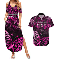 Personalised In October We Wear Pink Couples Matching Summer Maxi Dress and Hawaiian Shirt Breast Cancer Awareness - Wonder Print Shop