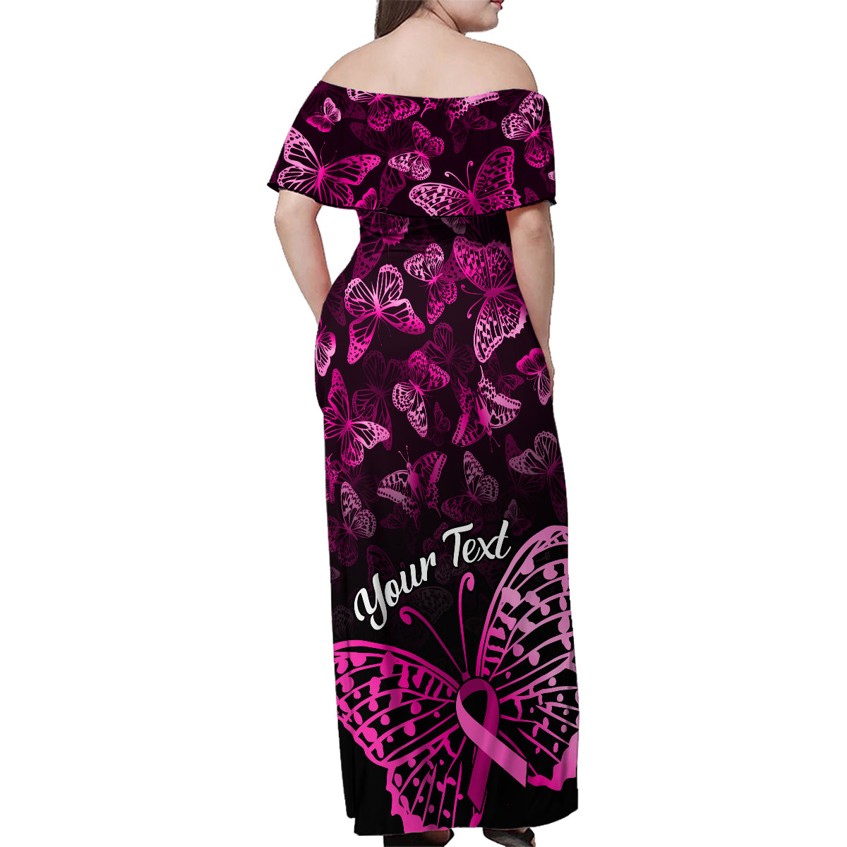 Personalised In October We Wear Pink Family Matching Off Shoulder Maxi Dress and Hawaiian Shirt Breast Cancer Awareness - Wonder Print Shop