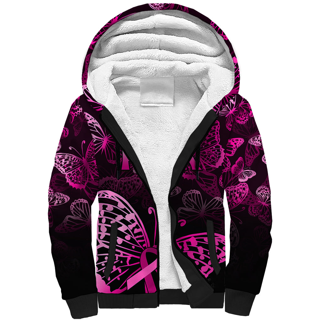 Personalised In October We Wear Pink Sherpa Hoodie Breast Cancer Awareness - Wonder Print Shop