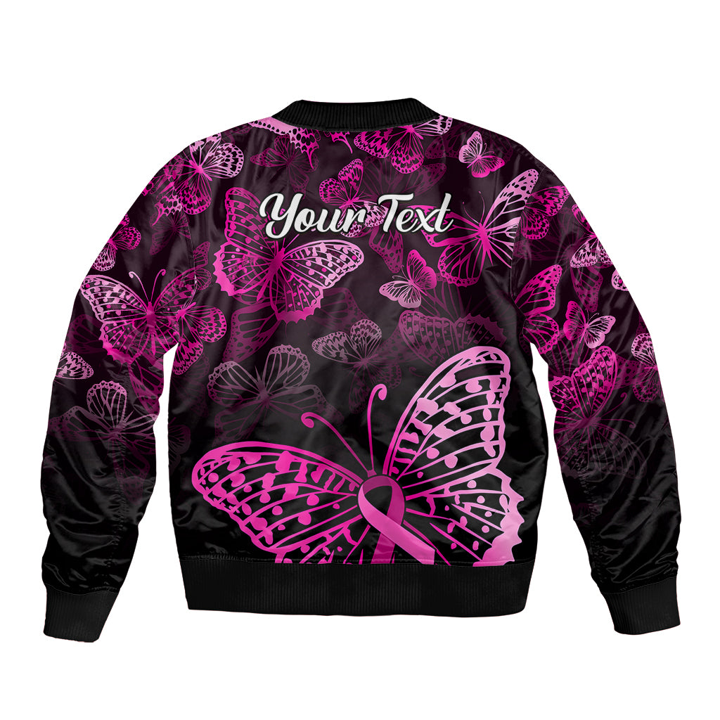 Personalised In October We Wear Pink Sleeve Zip Bomber Jacket Breast Cancer Awareness - Wonder Print Shop