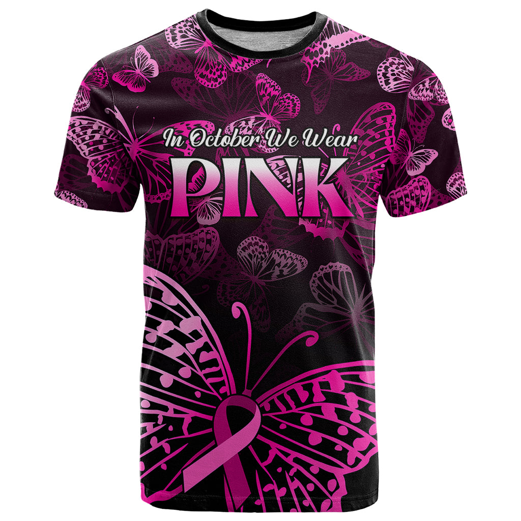 Personalised In October We Wear Pink T Shirt Breast Cancer Awareness - Wonder Print Shop