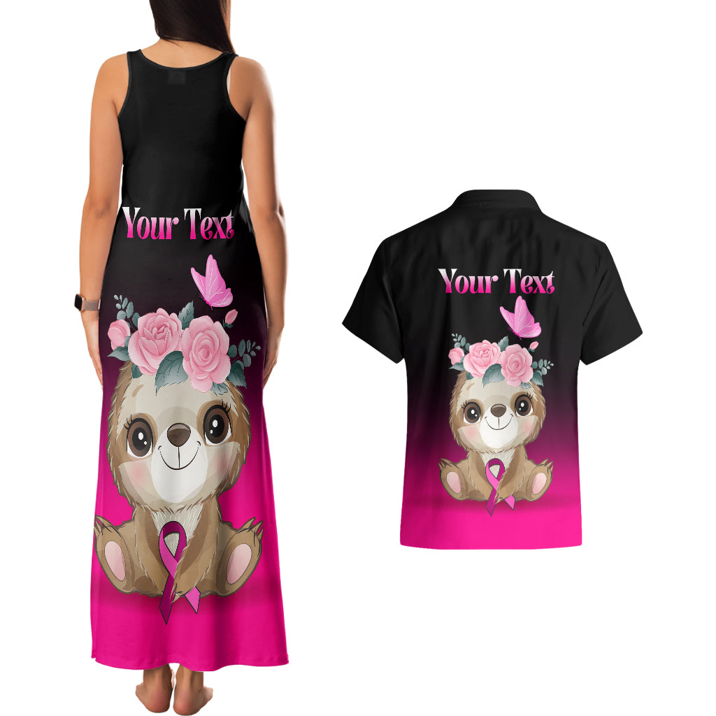 Personalised Hope Love Cure Couples Matching Tank Maxi Dress and Hawaiian Shirt Sloth Breast Cancer Awareness - Wonder Print Shop