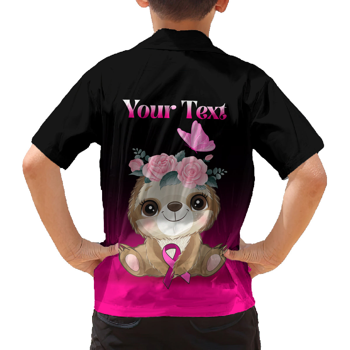 Personalised Hope Love Cure Family Matching Long Sleeve Bodycon Dress and Hawaiian Shirt Sloth Breast Cancer Awareness - Wonder Print Shop