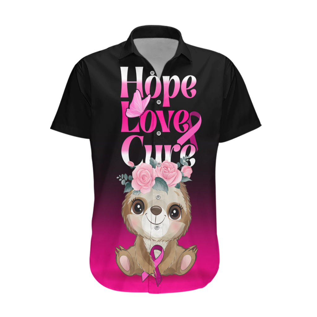 Personalised Hope Love Cure Hawaiian Shirt Sloth Breast Cancer Awareness - Wonder Print Shop