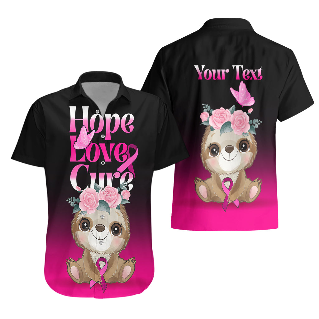 Personalised Hope Love Cure Hawaiian Shirt Sloth Breast Cancer Awareness - Wonder Print Shop