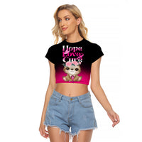 Personalised Hope Love Cure Raglan Cropped T Shirt Sloth Breast Cancer Awareness - Wonder Print Shop