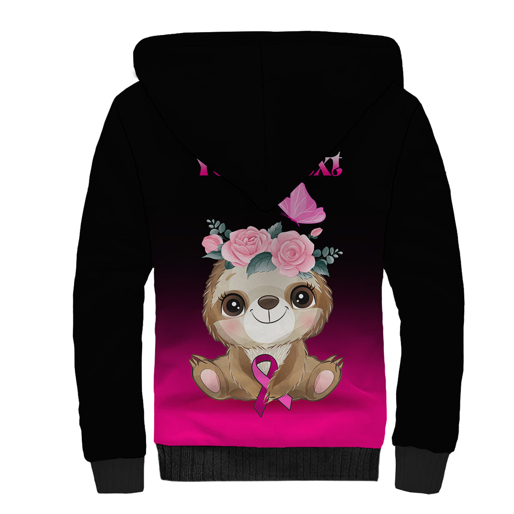 Personalised Hope Love Cure Sherpa Hoodie Sloth Breast Cancer Awareness - Wonder Print Shop