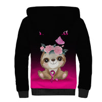 Personalised Hope Love Cure Sherpa Hoodie Sloth Breast Cancer Awareness - Wonder Print Shop