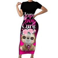 Personalised Hope Love Cure Short Sleeve Bodycon Dress Sloth Breast Cancer Awareness - Wonder Print Shop