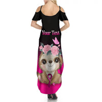 Personalised Hope Love Cure Summer Maxi Dress Sloth Breast Cancer Awareness - Wonder Print Shop