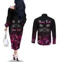 personalised-i-am-a-survivor-couples-matching-off-the-shoulder-long-sleeve-dress-and-long-sleeve-button-shirts-black-cat-breast-cancer-awareness