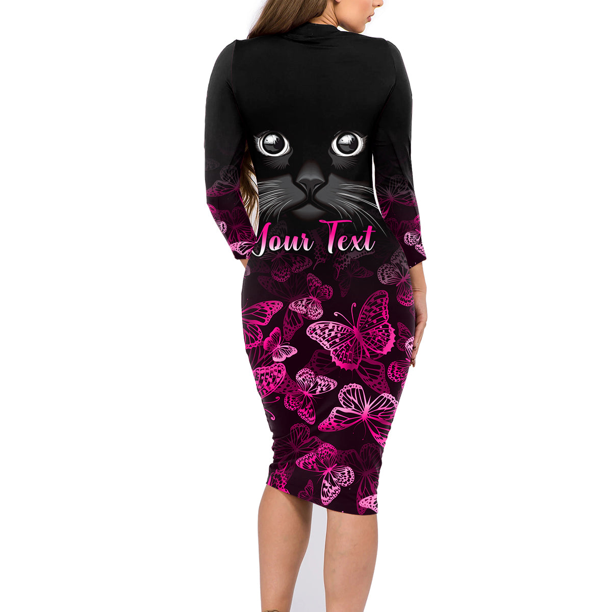 Personalised I Am A Survivor Family Matching Long Sleeve Bodycon Dress and Hawaiian Shirt Black Cat Breast Cancer Awareness - Wonder Print Shop