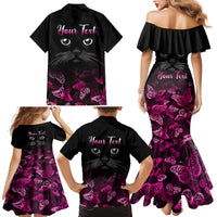Personalised I Am A Survivor Family Matching Mermaid Dress and Hawaiian Shirt Black Cat Breast Cancer Awareness - Wonder Print Shop