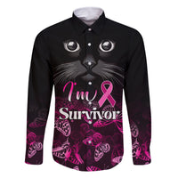 Personalised I Am A Survivor Family Matching Mermaid Dress and Hawaiian Shirt Black Cat Breast Cancer Awareness - Wonder Print Shop