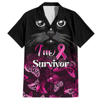 Personalised I Am A Survivor Family Matching Off Shoulder Long Sleeve Dress and Hawaiian Shirt Black Cat Breast Cancer Awareness - Wonder Print Shop