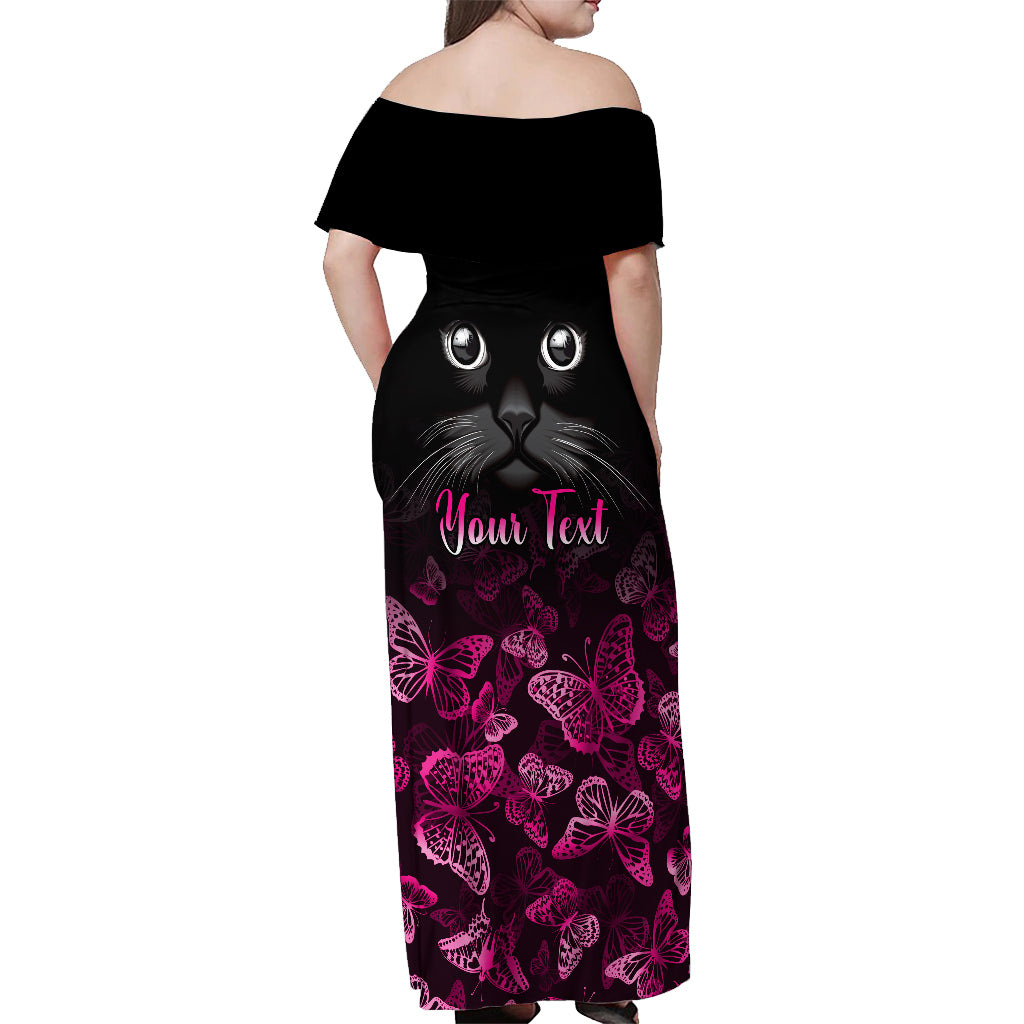 Personalised I Am A Survivor Off Shoulder Maxi Dress Black Cat Breast Cancer Awareness - Wonder Print Shop