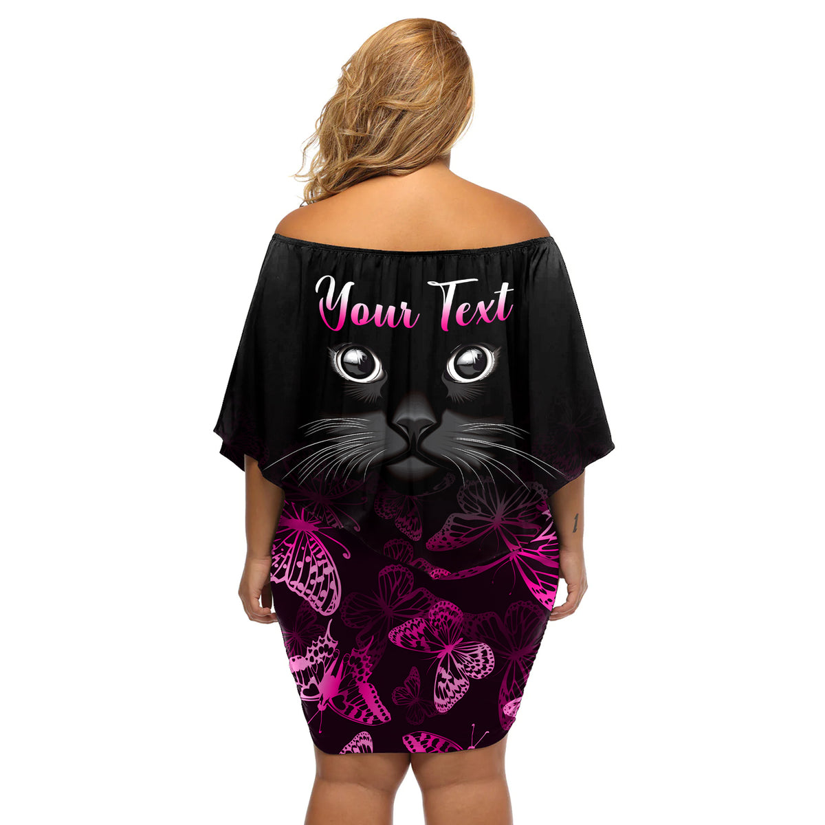 Personalised I Am A Survivor Off Shoulder Short Dress Black Cat Breast Cancer Awareness - Wonder Print Shop